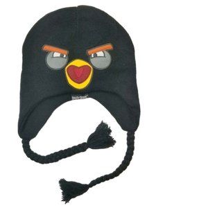 Kids Winter Beanie Angry Birds Trapper Hat Reversible Laplander Black Acrylic